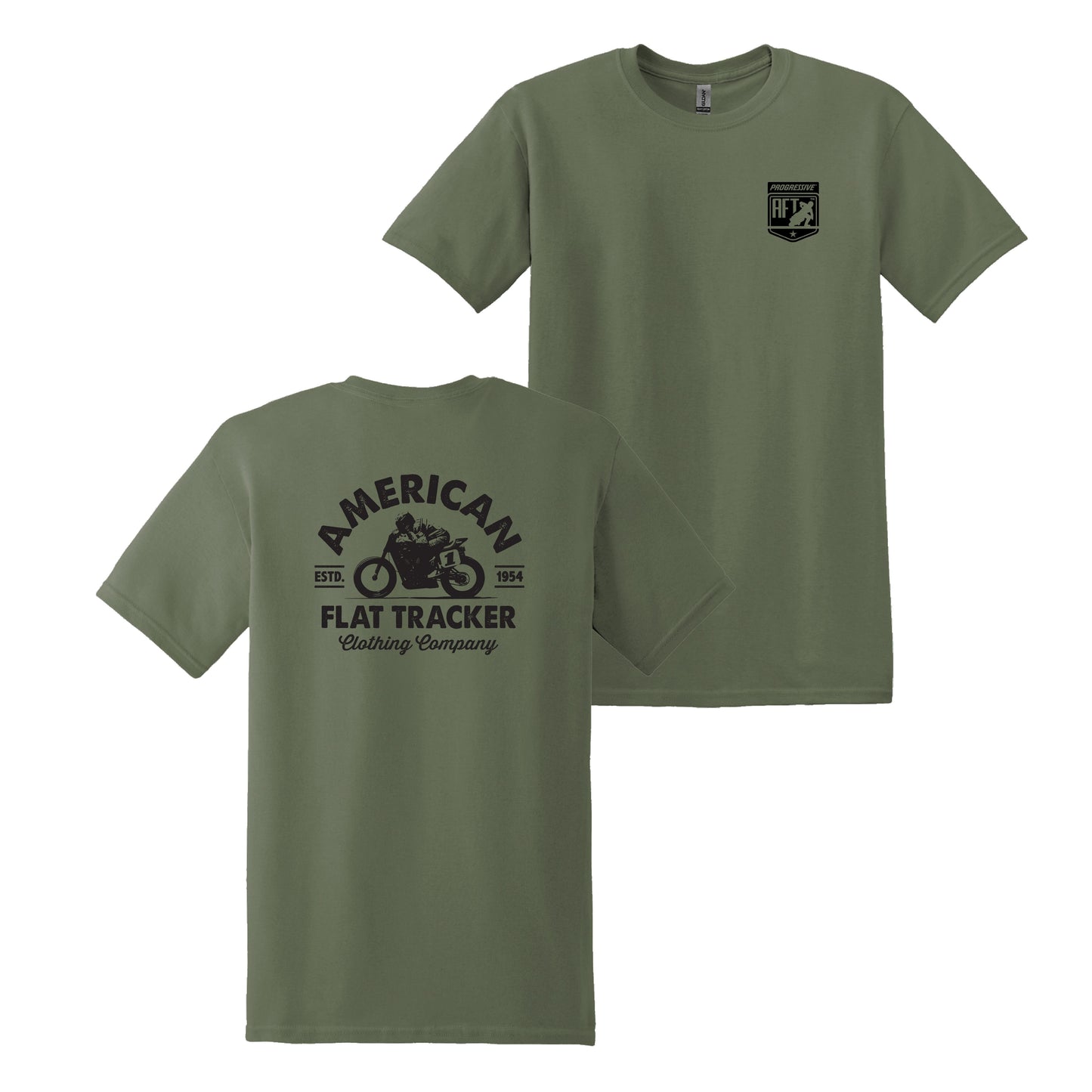 American Flat Tracker Est 1954 Tee - Military Green