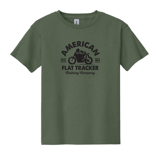 American Flat Tracker Est 1954 Youth Tee - Military Green