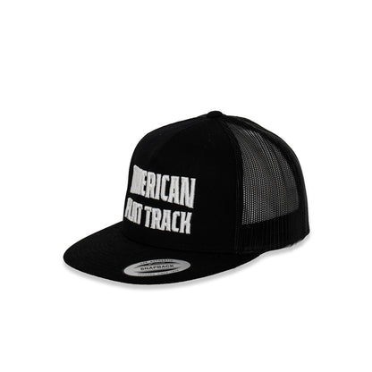 American Flat Track Text Trucker Hat - Black