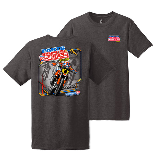 Parts Unlimited Singles Motorcycle Tee - Charcoal Heather
